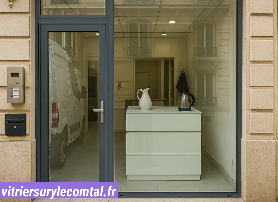 Façade vitrine de magasin en aluminium sur mesure à Sury-le-Comtal